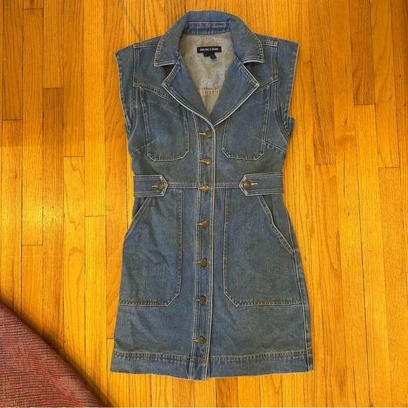 denim dress with front zipper She's the One Zip Front Denim Dress FINAL SALE LARGE / Denim main image 1